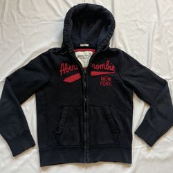 Men Abercrombie Fitch A&F AF Jacket Outerwear Sweatshirt Distressed Large L Blue