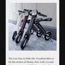 Deadstock Icon Q Electric folding Bike. Owned it for 4 summers drives runs perfectly regular wear and tear on the body could use a nice little paint j