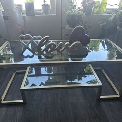 Gold glass coffee table