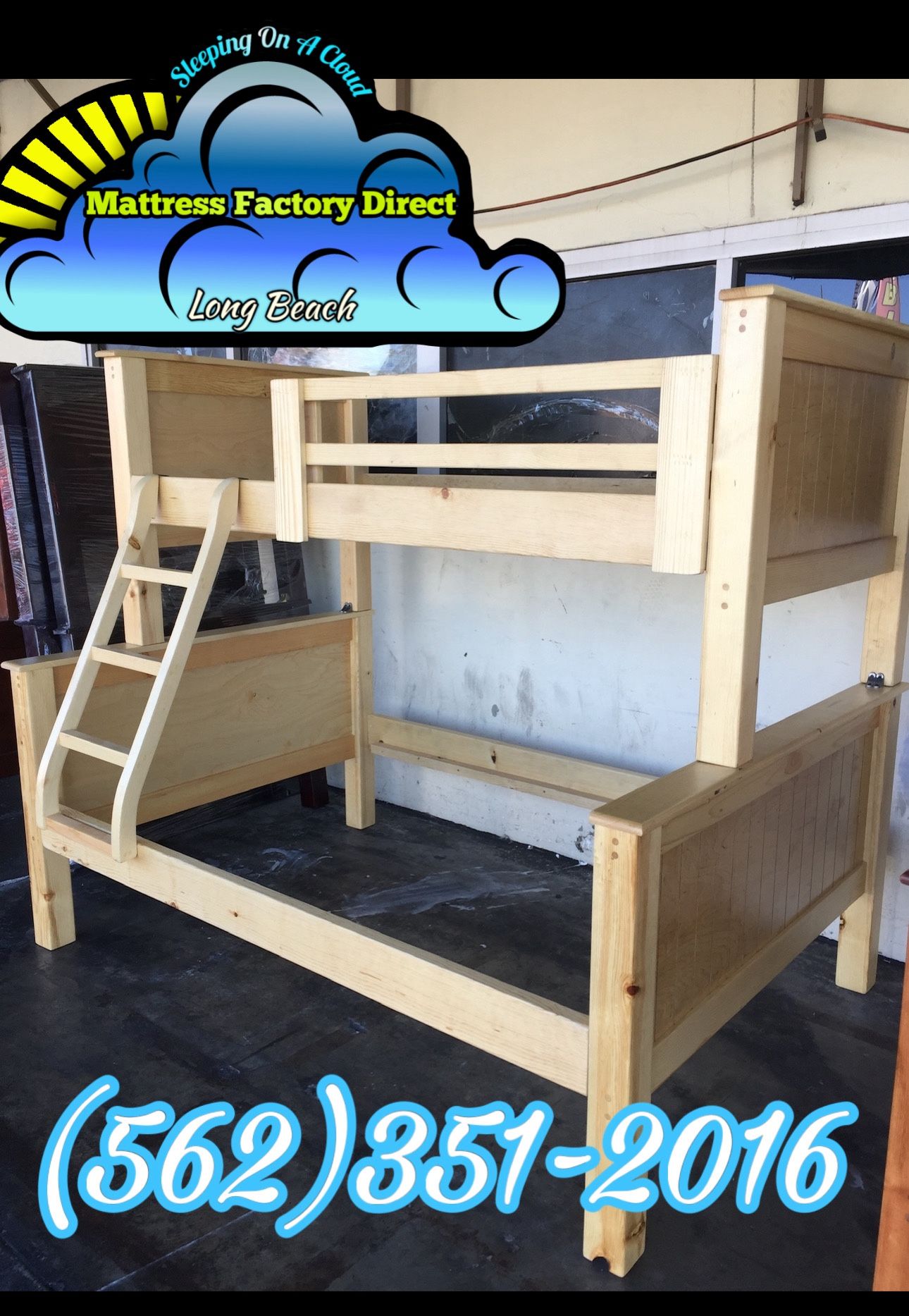 Twin Full Natural Bunk Bed With Mattresses Colchones Nuevos 