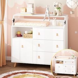 FUFU&GAGA 45-in W White Freestanding -Mount Changing Table