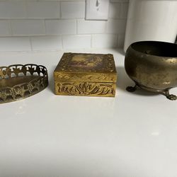 Vintage Antique Bass Trinkets Dishes Boxes 