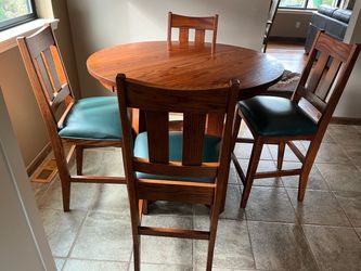 Amish Solid Oak Counter Height Dining Table with 4 Chairs