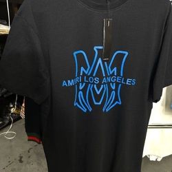 Amiri Black Tshirts - Blue Letters 💥Fast Shipping 💥 All Sizes