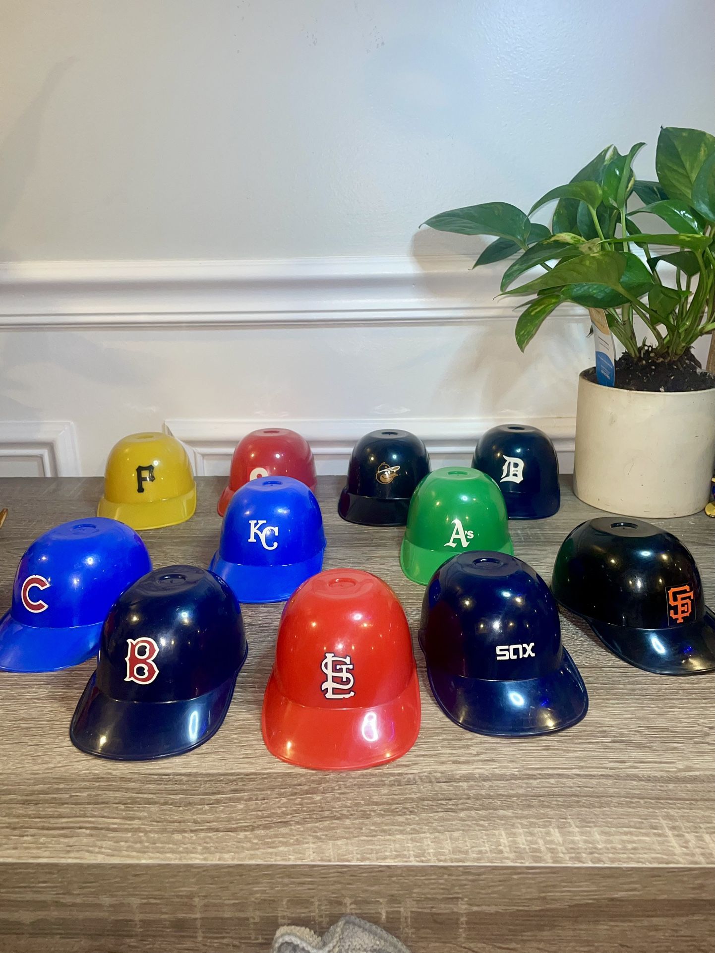 Mini Baseball Helmet Ice Cream Bowls MLB Hat Vintage Lot Of 11 Man Cave Decor