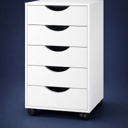 White 5-Drawer Mobile Storage Cabinet on Wheels – Home / Office