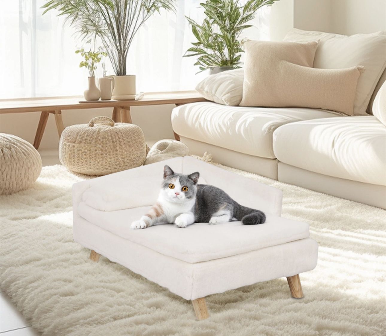 P-XM116-S Pet Sofa Soft Dog Bed Couch Sponge Cushion Puppy Kitten Warm Recliner Waterproof