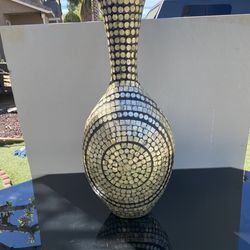 Tall Gold Black Glass Vase