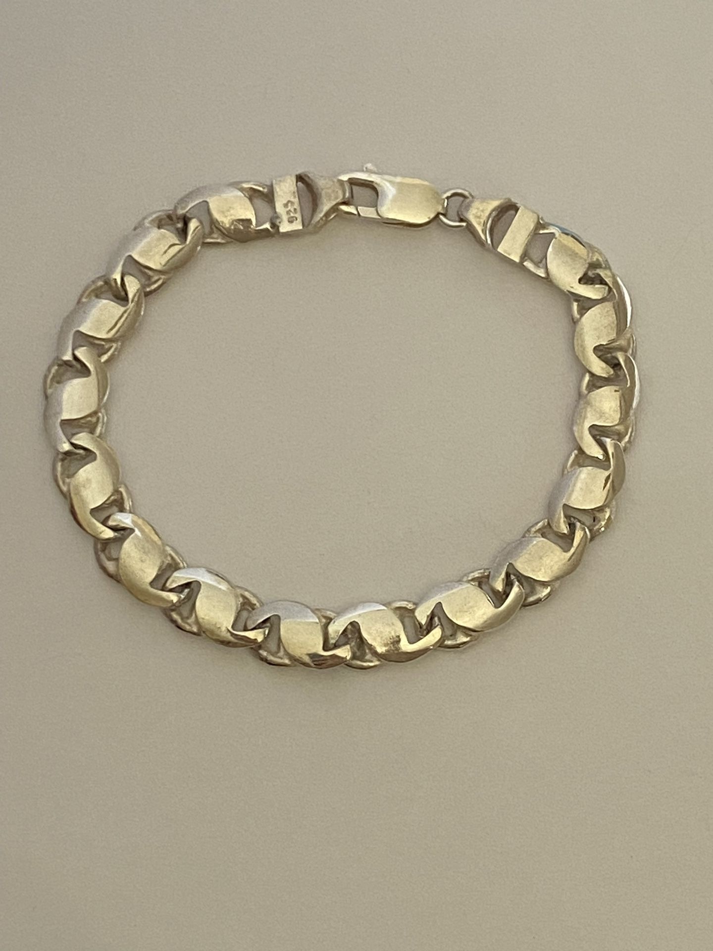 925 Silver 8.5” 8mm bracelet handmade link chain