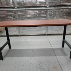 VIVO Dark Walnut 60 x 24 Desk w/ FURVOKIA Rustic H Type Metal Legs
