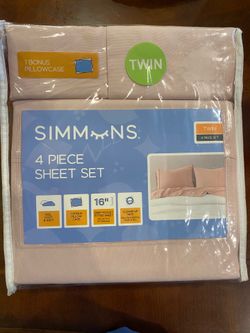 SIMMUNS twin 4 piece sheet set(  new)