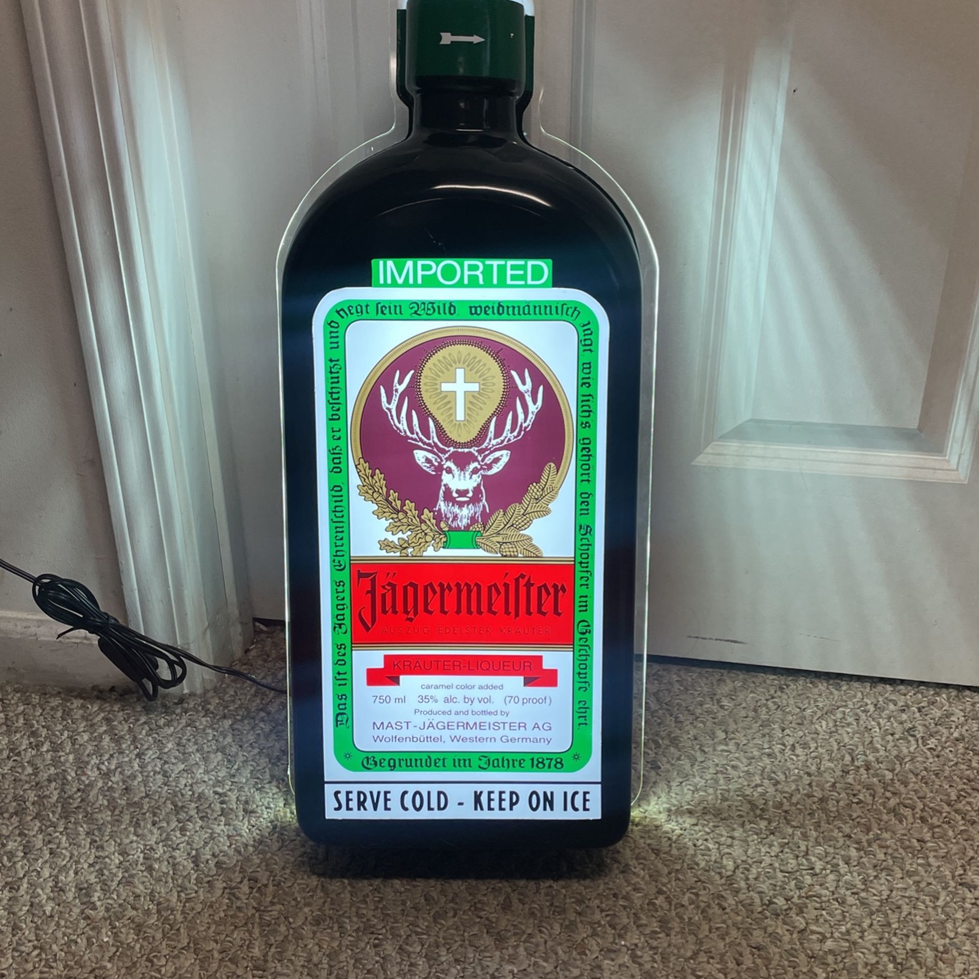 Jagermeister Lighted bottle Sign ( New)