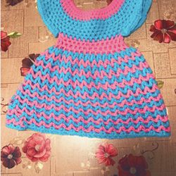 Blue And Pink Girl Toddler Dress