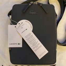 Brand New Lacoste Crossover Bag. Gray Textured Leather