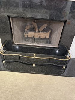 Antique Pierced Wired Iron & Brass Fender - For Fireplace