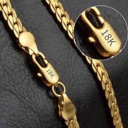 Stamped 18K Gold Wide Horizontal Necklace, 24 Inch Chain Length, Unisex, Fashionable Wedding Engagement Jewelry