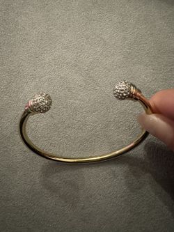 Open Gold Bangle With Crystal Pave