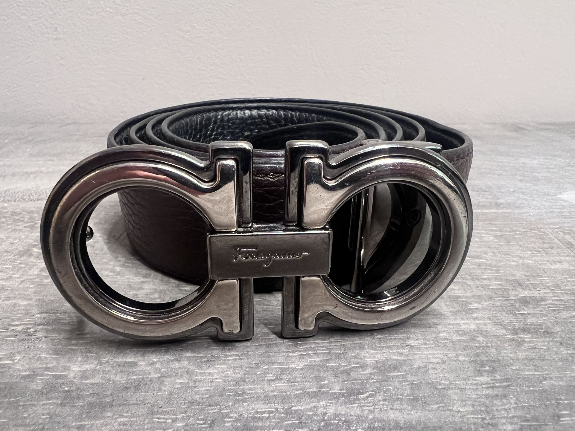 Ferragamo Reversible Leather Double-Gancio Belt