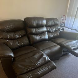 Brown Recliner Leather Couch 
