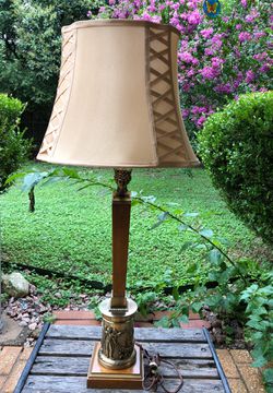 Vintage brass wooden Angel Table Lamp