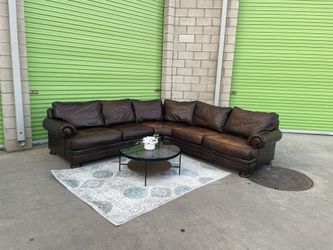 *Free Delivery* Brown Bernhardt Leather Sectional Couch Sofa