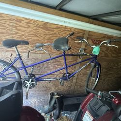 Dualie Adult Tandem Cruiser Bike, Two-Rider Bicycle for Men and Women, 26-Inch Wheels, 21-Speed, Linear Pull Brakes, Blue