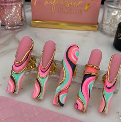 Pink stiletto press on nails