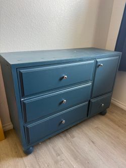 Teal Blue Wood Dresser with Drawers