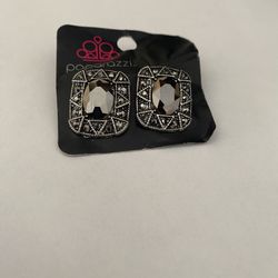 Paparazzi Silver and Black Intricate Earrings