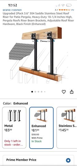 2 Pack 304 Stainless Steel Roof Riser for Patio Pergolas