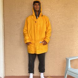 Vintage GROTTOS Jacket Hood Men's Size XL Sailing Boating Yellow