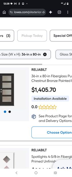 RELIABILT Spotlights 36-in x 80-in x 4-9/16-in Fiberglass entry door blank core