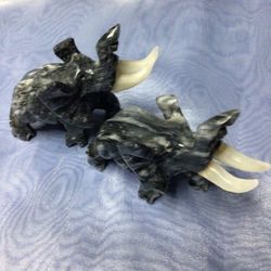 Pair Stone Elephants 
