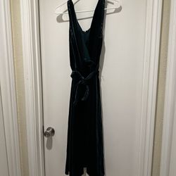 long dark green dress with sleeves Crystals Dark Green Velvet Strapless High Slit Custom Mermaid Dress main image 1