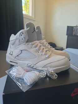 Air Jordon 5 white metallic