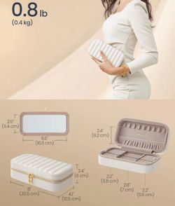 SONGMICS Travel Jewelry Case Travel Jewelry Box Organizer - Cloud White