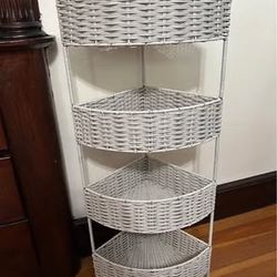 4-Tier Wicker Corner Shelf