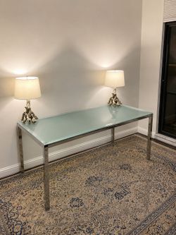 Glass and metal leg table - great condition
