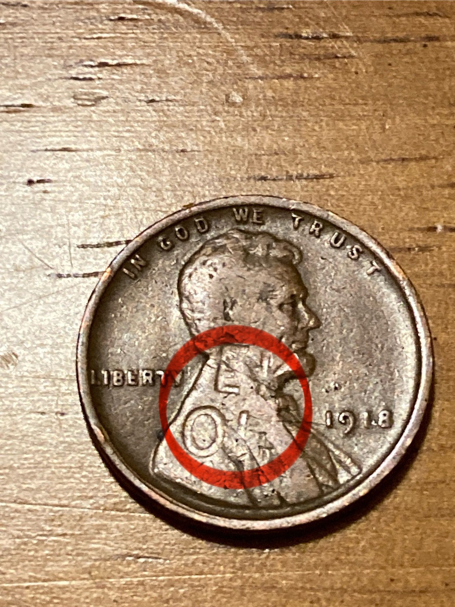 1918 Wheat Cent With Coin Clash Mint Error
