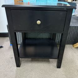 Nightstand, 2-Tier Side Table with Drawer and Open Storage Shelf,