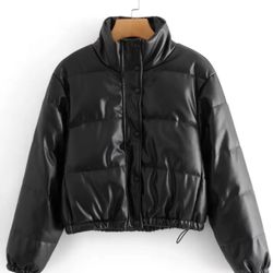 Pleather Puffer Jacket