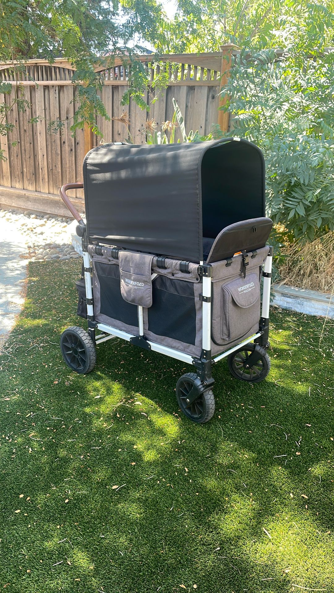 Wonderfold Wagon W4 Luxe White Brown 4 Seater Extra Sun Shade