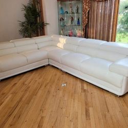 $40 Down Payment⚡️Finance🆒️Top-grain Leather Front  2119 Sectional White