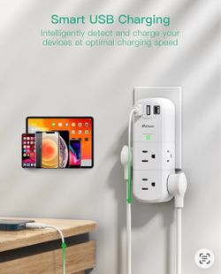 MIFASO Surge Protected Rotating Wall Outlet Extender 6 AC Outlets & 3 USB Ports