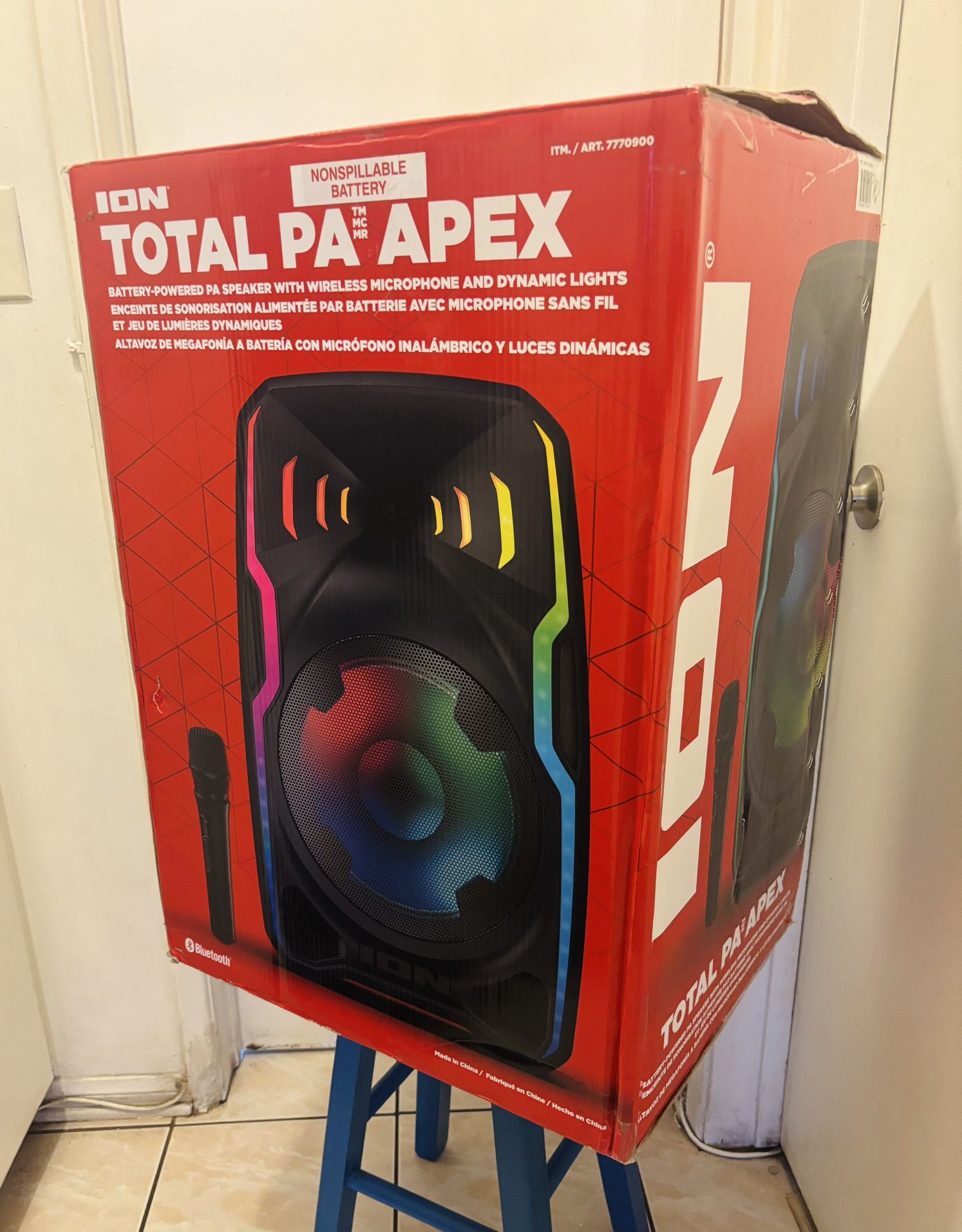 ION (Total PA Apex) 500 Watt Bluetooth Speaker System – High Quality Sound w/ Mic & LED Lighting Effects