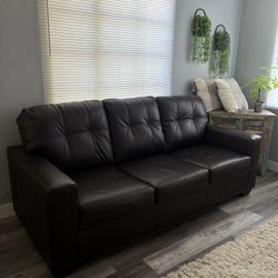 Dark Brown/Espresso Leather Couch $350