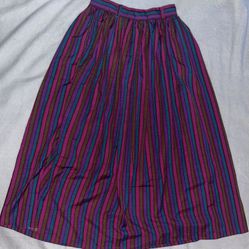Vintage Striped Colorful Skirt. Size Waist 26in. 