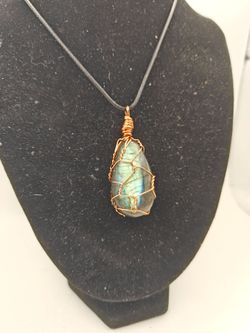 Labradorite Copper Wire Wrapped Pendant Necklace