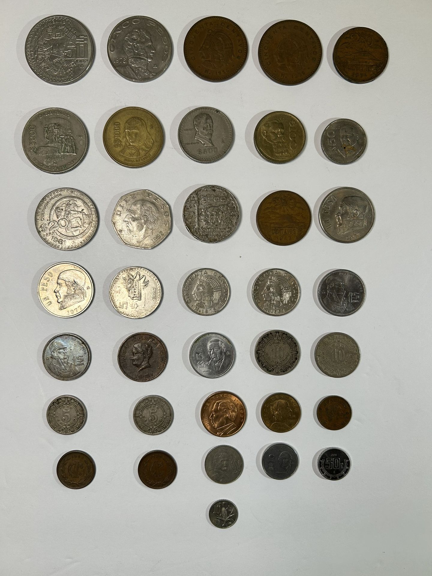 36 Old Mexican Coins
