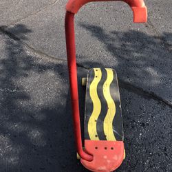 VINTAGE SKATEBOARD 🛹 WITH HANDLE RARE WOOD BOARD GRAPHICS